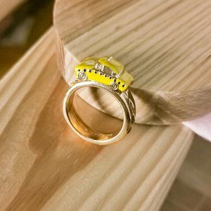 Kate Spade Gold Taxi! Yellow Cab Ring Size 6